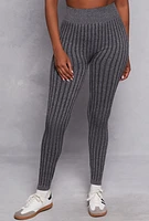 Womens Seamless Shadow Stripe Leggings, Grey, Size L-XL