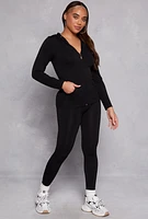 Womens Seamless Zip Front Hooded Top,