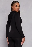 Womens Seamless Zip Front Hooded Top,