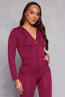 Womens Seamless Zip Front Hooded Top,