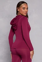 Womens Seamless Zip Front Hooded Top,