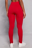 Womens Seamless High Waist Leggings, Red,