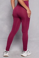 Womens Seamless High Waist Leggings, Pink, Size S-M