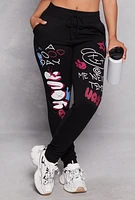 Womens Graphic Print Joggers,