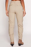 Womens Hyperstretch High Waisted Cargo Joggers, Khaki, Size L