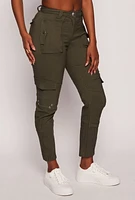 Womens Hyperstretch High Waisted Cargo Joggers, Green, Size L