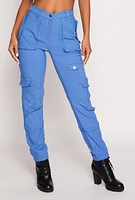 Womens Hyperstretch High Waisted Cargo Joggers, Blue,