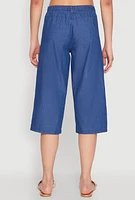 Womens Chambray Culottes, Blue, Size M