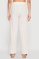 Womens Tie Waist Belted Cargo Pants, White,