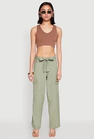 Womens Tie Waist Belted Cargo Pants, XL