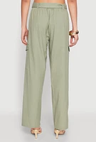 Womens Tie Waist Belted Cargo Pants, XL