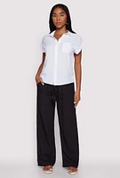 Womens Linen High Waisted Pants,