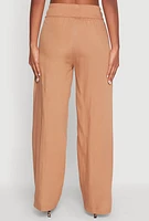 Womens Linen High Waisted Pants, Beige, Size S