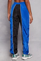 Womens Color Blocked Contrast Stripe Track Pants, L