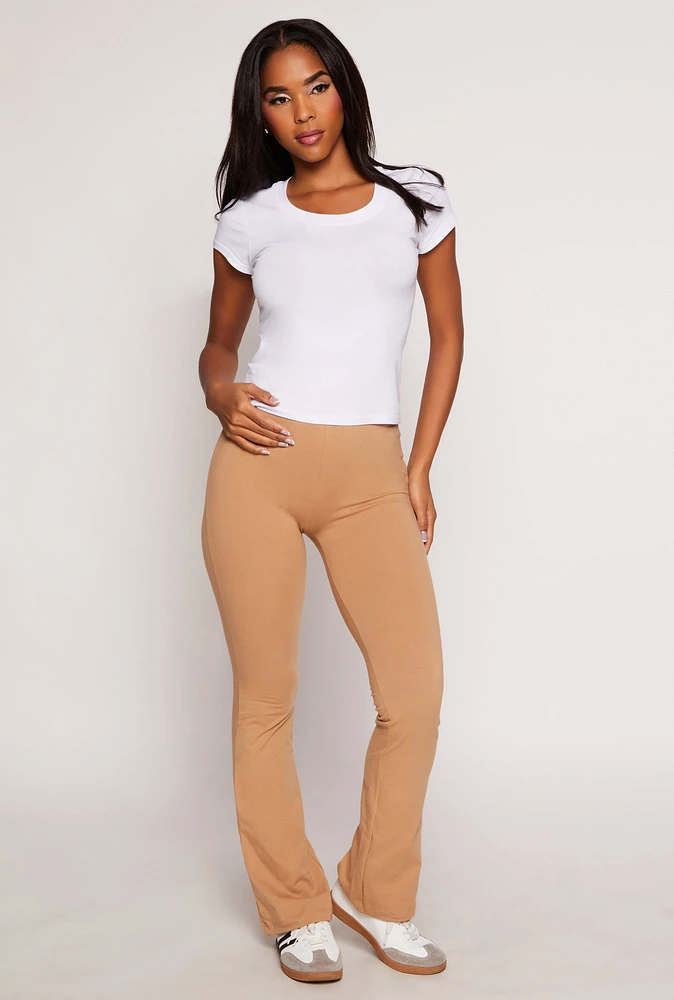 Womens High Waist Boot Cut Pants, Khaki, Size S
