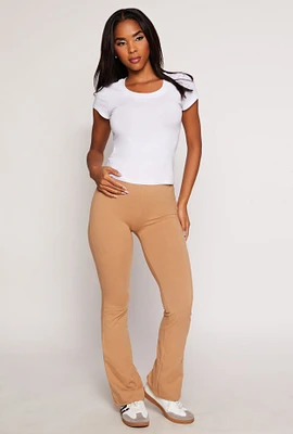 Womens High Waist Boot Cut Pants, Khaki, Size S