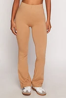 Womens High Waist Boot Cut Pants, Khaki, Size S
