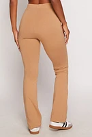 Womens High Waist Boot Cut Pants, Khaki, Size S