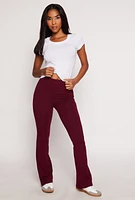 Womens High Waist Boot Cut Pants, Burgundy, Size S