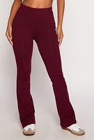 Womens High Waist Boot Cut Pants, Burgundy, Size S