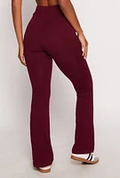 Womens High Waist Boot Cut Pants, Burgundy, Size S