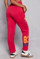 Womens High Waist Graphic Sweatpants, Pink, Size M