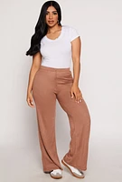 Womens Brushed Knit Wide Leg Sweatpants,