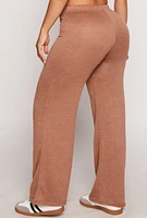 Womens Brushed Knit Wide Leg Sweatpants,