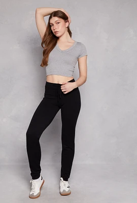 Womens Brushed Knit Drawstring Waist Joggers,