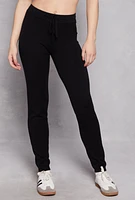 Womens Brushed Knit Drawstring Waist Joggers,