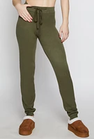 Womens Brushed Knit Drawstring Waist Joggers,