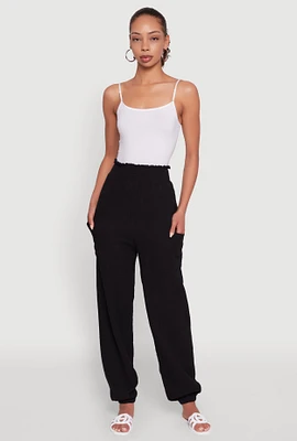 Womens Stylish Gauze Knit High Waisted Joggers,