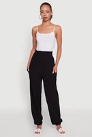 Womens Stylish Gauze Knit High Waisted Joggers,