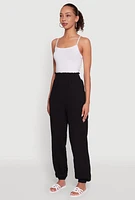 Womens Stylish Gauze Knit High Waisted Joggers,