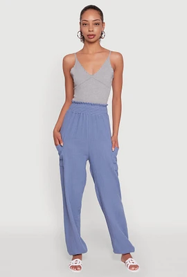 Womens Stylish Gauze Knit High Waisted Joggers,