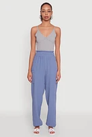 Womens Stylish Gauze Knit High Waisted Joggers,