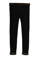 Womens Faux Fur Lined Skinny Leg Pants, Black, Size XL