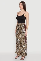 Womens Varsity Stripe Leopard Print Pants, Brown,