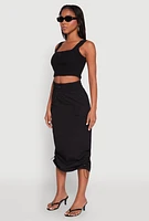 Womens Toggle Drawstring Nylon Cargo Skirt, Black, Size L