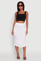 Womens Toggle Drawstring Nylon Cargo Skirt, White, Size L