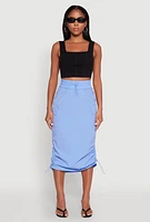 Womens Toggle Drawstring Nylon Cargo Skirt,