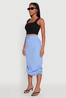 Womens Toggle Drawstring Nylon Cargo Skirt,