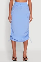 Womens Toggle Drawstring Nylon Cargo Skirt,