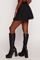 Womens Elastic Waistband Pleated Skort, Black, Size S