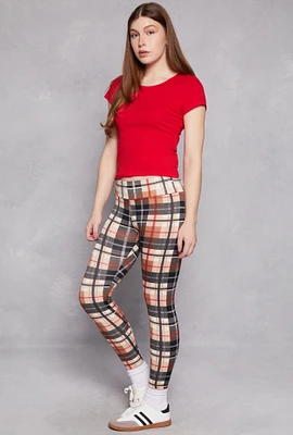 Womens Fleece Lined Patterned Leggings, Multi, Size M