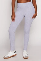 Womens Solid High Waisted Cell Phone Pocket Leggings, Grey, Size S