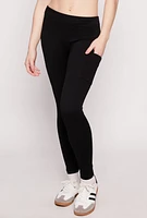 Womens Side Pocket Leggings, Black, Size L-XL