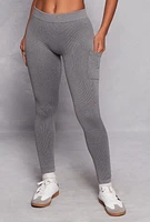 Womens Side Pocket Leggings, Grey, Size L-XL