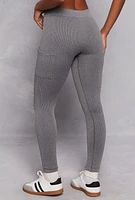 Womens Side Pocket Leggings, Grey, Size L-XL