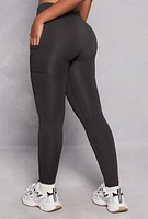 Womens Cell Phone Pocket Leggings, Grey, Size L-XL